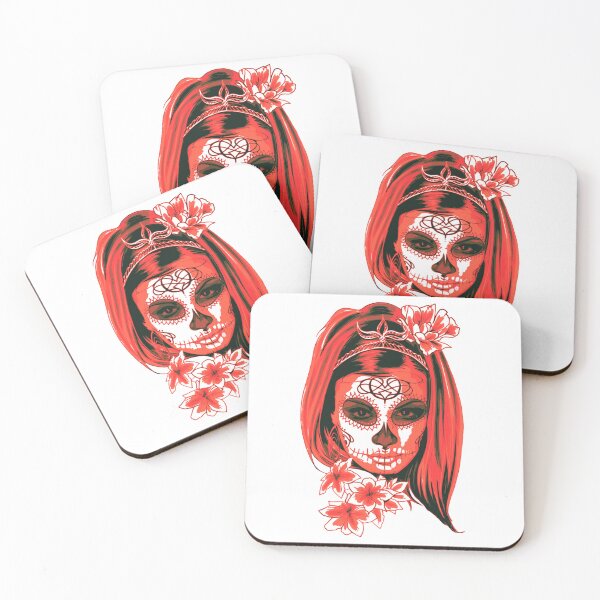 Item preview, Red Mysterious Girl Face with Flowers designed and sold by Dven-Clothes.