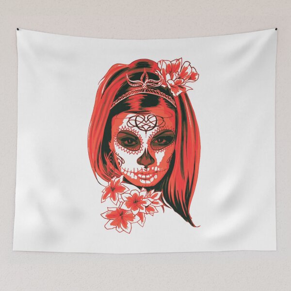 Item preview, Red Mysterious Girl Face with Flowers designed and sold by Dven-Clothes.
