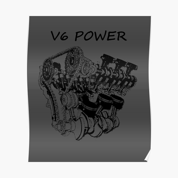 "V6 Power Xray Car Engine" Poster for Sale by HettyKam Redbubble