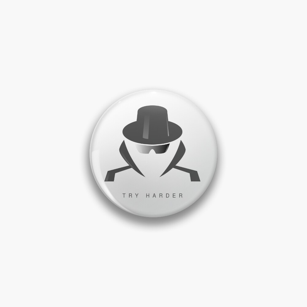 Try Harder Pin - programmer humor design by HackerLooks