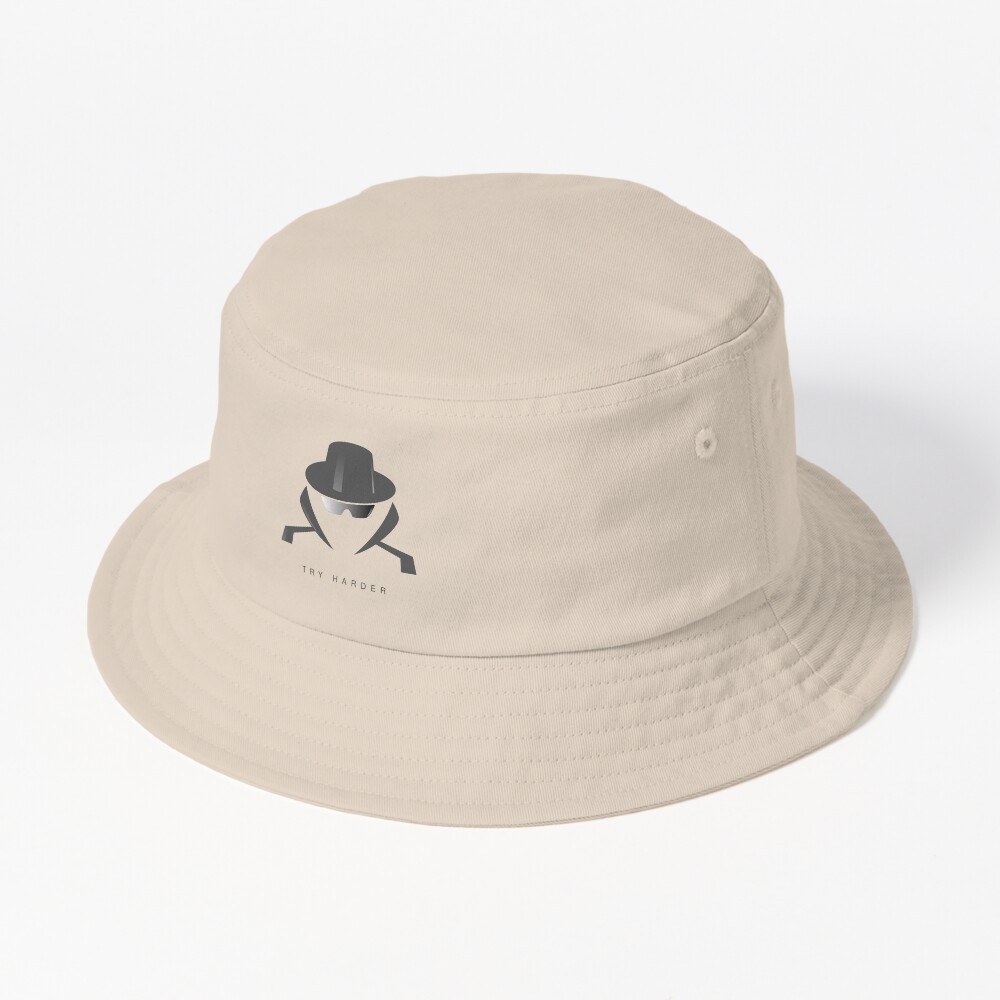 Try Harder Bucket Hat - programmer humor design by HackerLooks