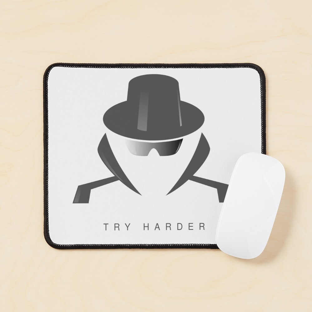Try Harder Mouse Pad - programmer humor design by HackerLooks