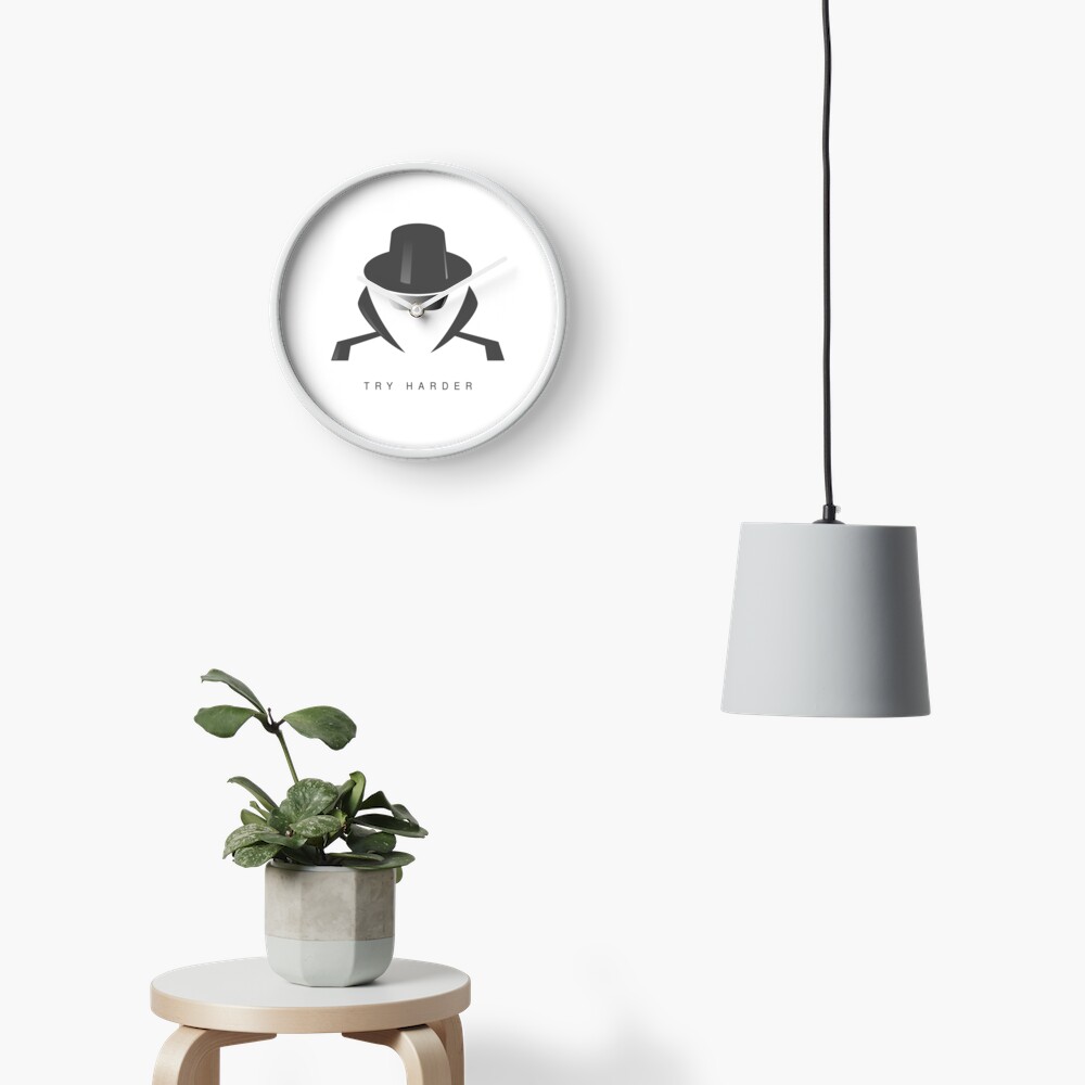 Try Harder Clock - programmer humor design by HackerLooks