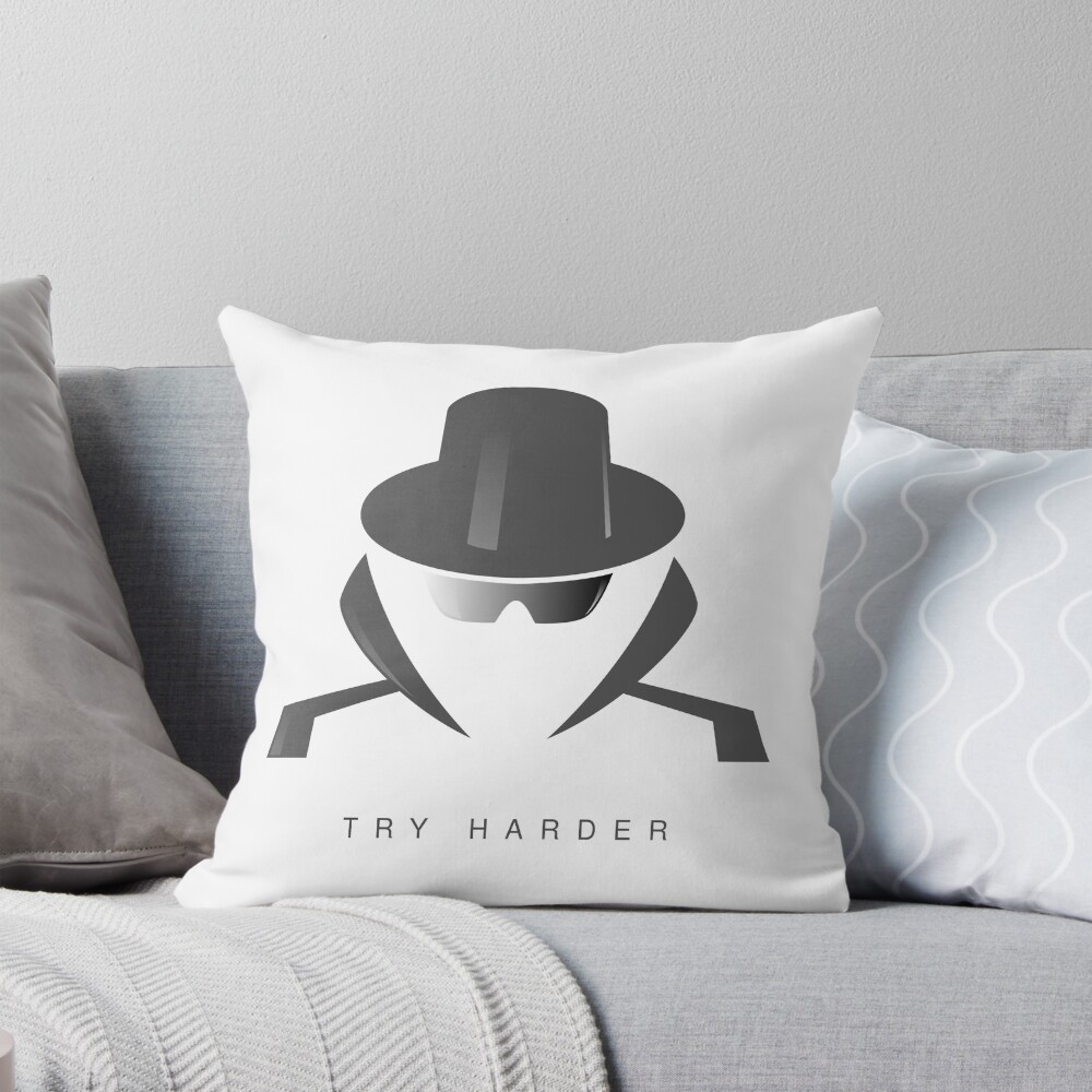 Try Harder Throw Pillow - programmer humor design by HackerLooks