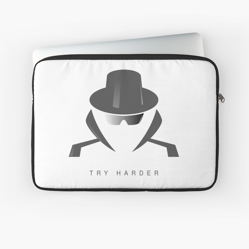 Try Harder Laptop Sleeve - programmer humor design by HackerLooks