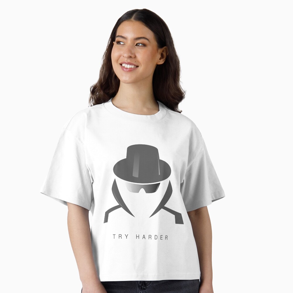 Try Harder Boxy T-Shirt - programmer humor design by HackerLooks