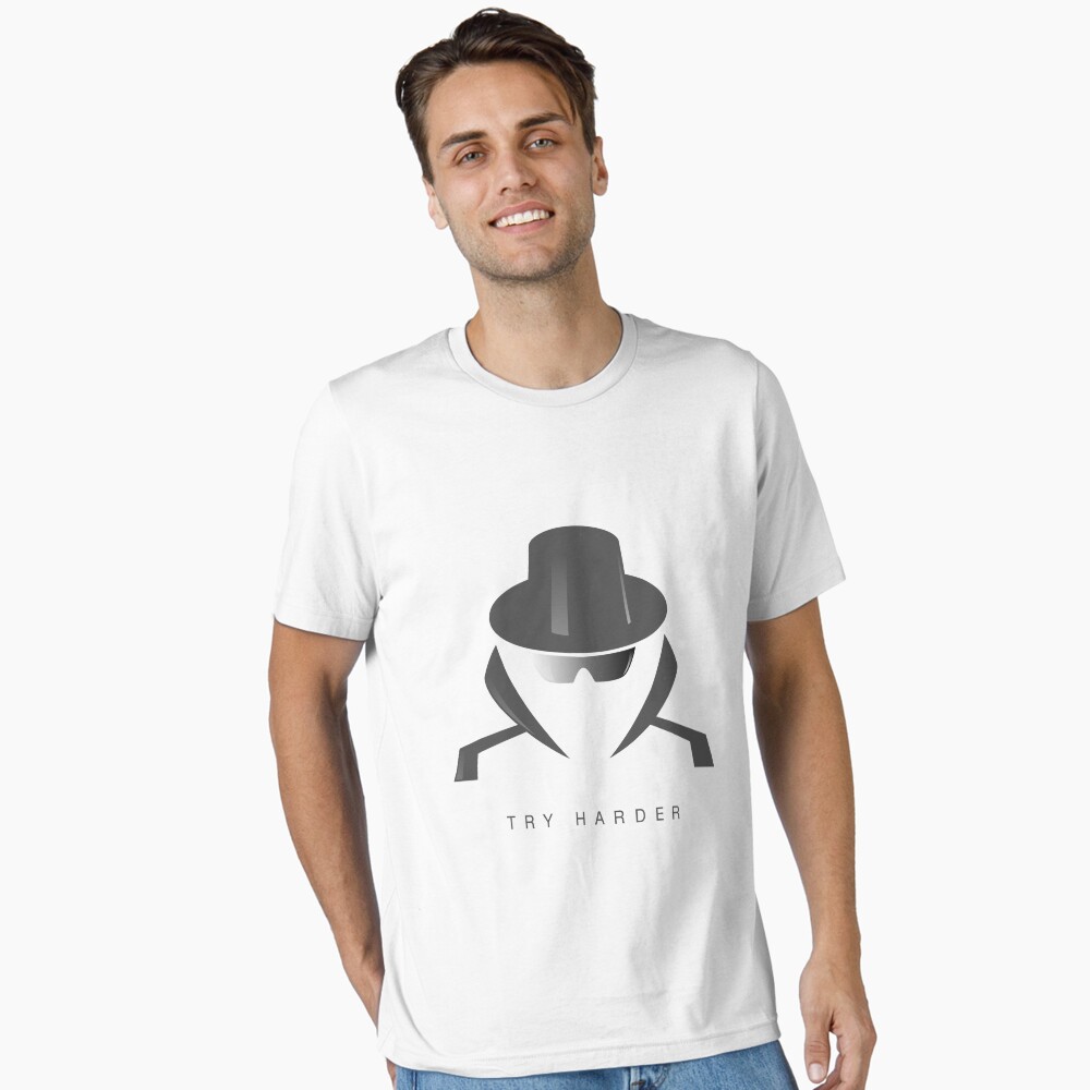 Try Harder Essential T-Shirt - programmer humor design by HackerLooks