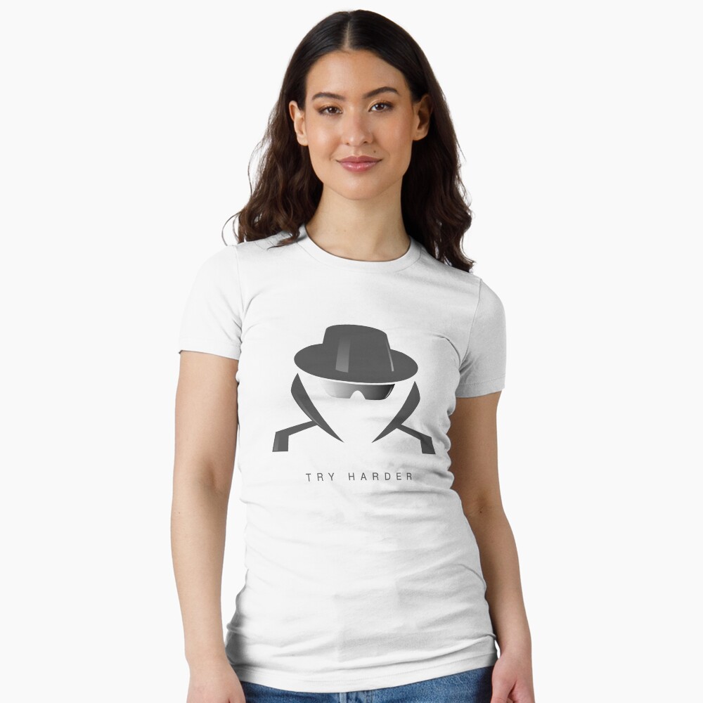 Try Harder Fitted T-Shirt - programmer humor design by HackerLooks