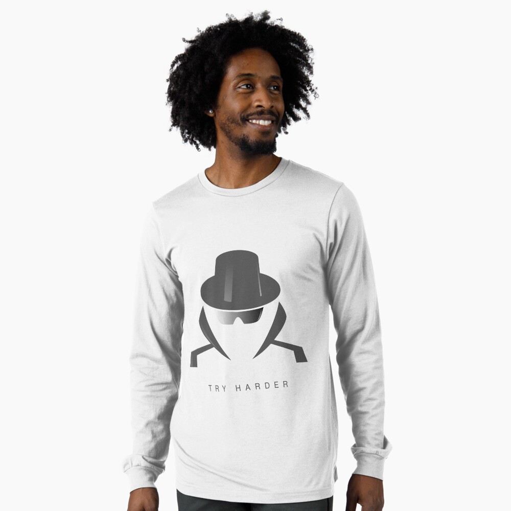 Try Harder Long Sleeve T-Shirt - programmer humor design by HackerLooks