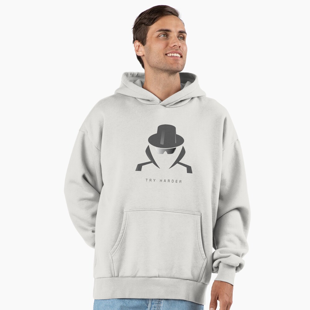 Try Harder Premium Oversized Hoodie - programmer humor design by HackerLooks