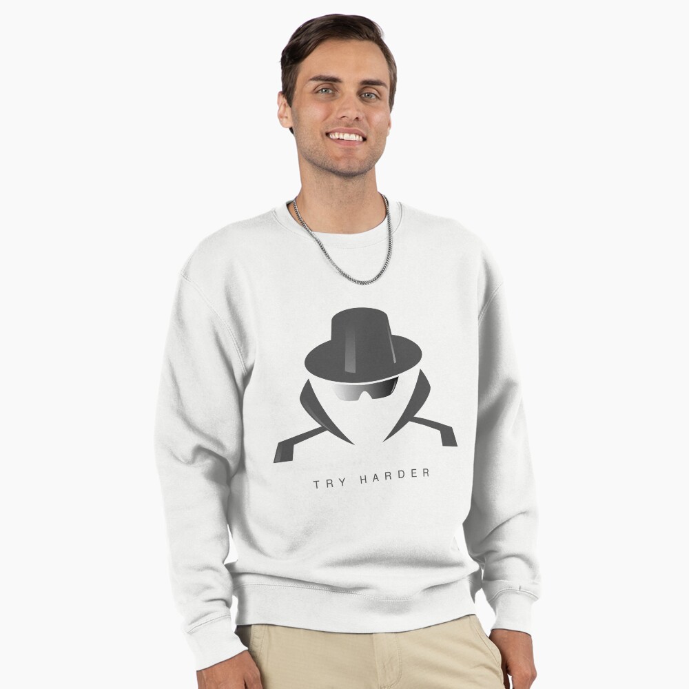 Try Harder Pullover Sweatshirt - programmer humor design by HackerLooks