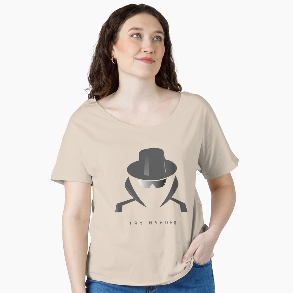 Try Harder Relaxed Fit T-Shirt - programmer humor design by HackerLooks
