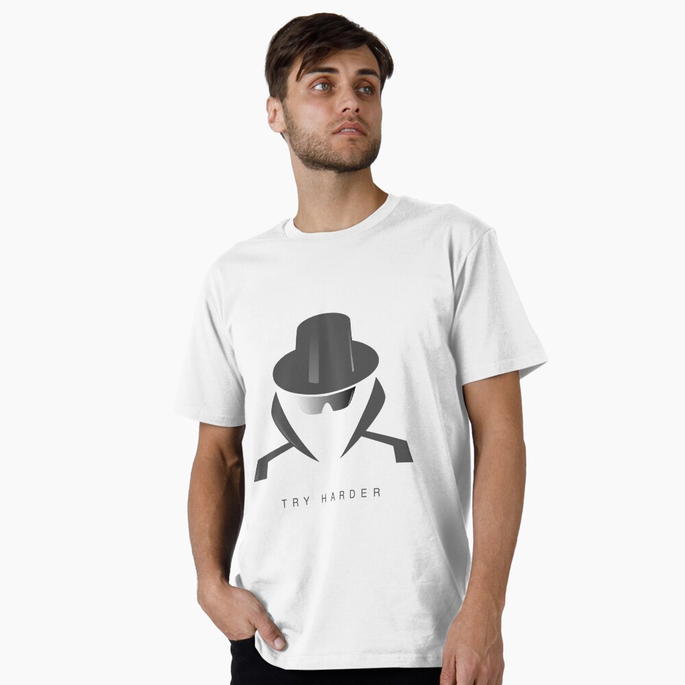 Try Harder Premium T-Shirt - programmer humor design by HackerLooks