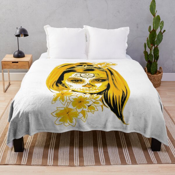 Item preview, Yellow Mysterious Girl Face with Flowers designed and sold by Dven-Clothes.