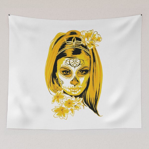 Item preview, Yellow Mysterious Girl Face with Flowers designed and sold by Dven-Clothes.