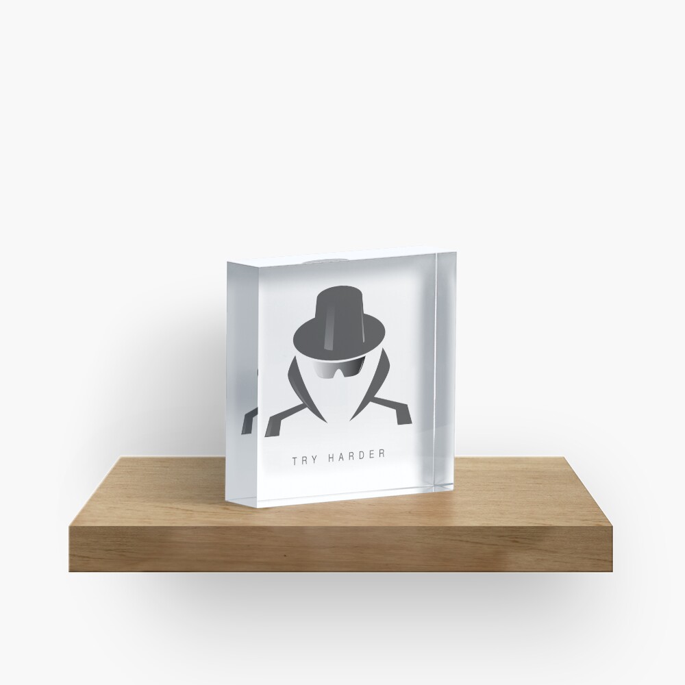 Try Harder Acrylic Block - programmer humor design by HackerLooks