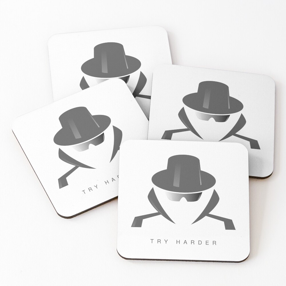 Try Harder Coasters (Set of 4) - programmer humor design by HackerLooks