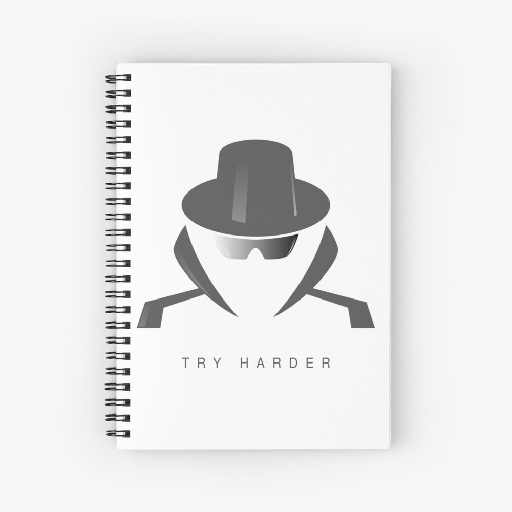 Try Harder Spiral Notebook - programmer humor design by HackerLooks