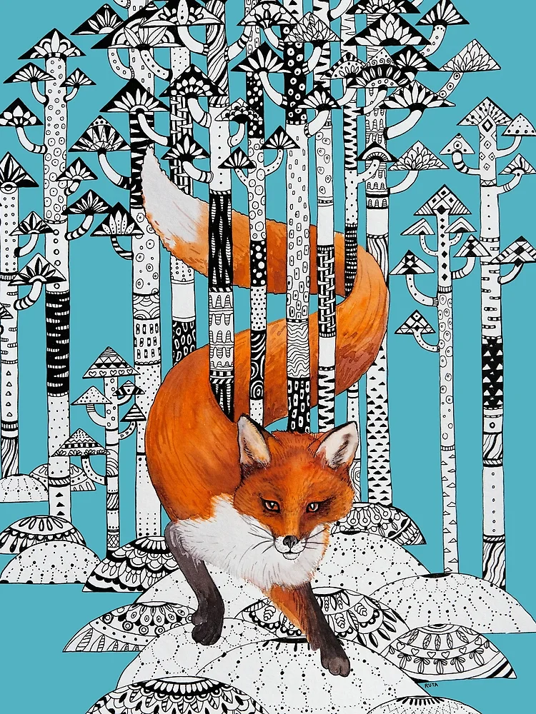 Thumbnail 3 of 3, Scarf, Fox designed and sold by Ruta.