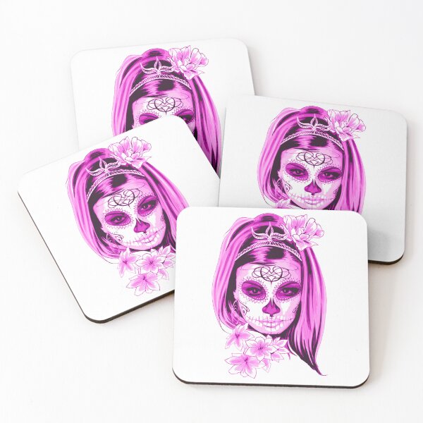 Item preview, Pink Mysterious Girl Face with Flowers designed and sold by Dven-Clothes.