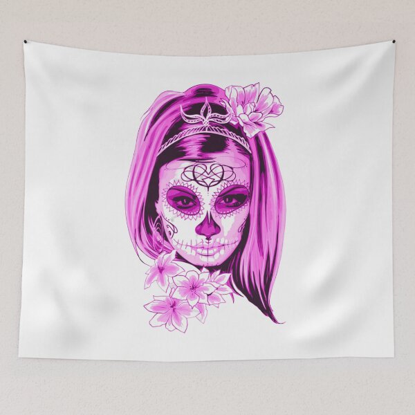 Item preview, Pink Mysterious Girl Face with Flowers designed and sold by Dven-Clothes.