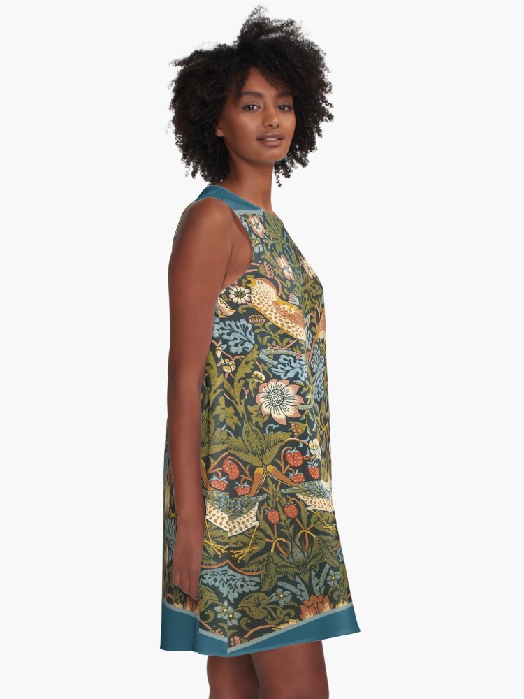 Alternate view of William Morris Pattern Birds and Flowers A-Line Dress
