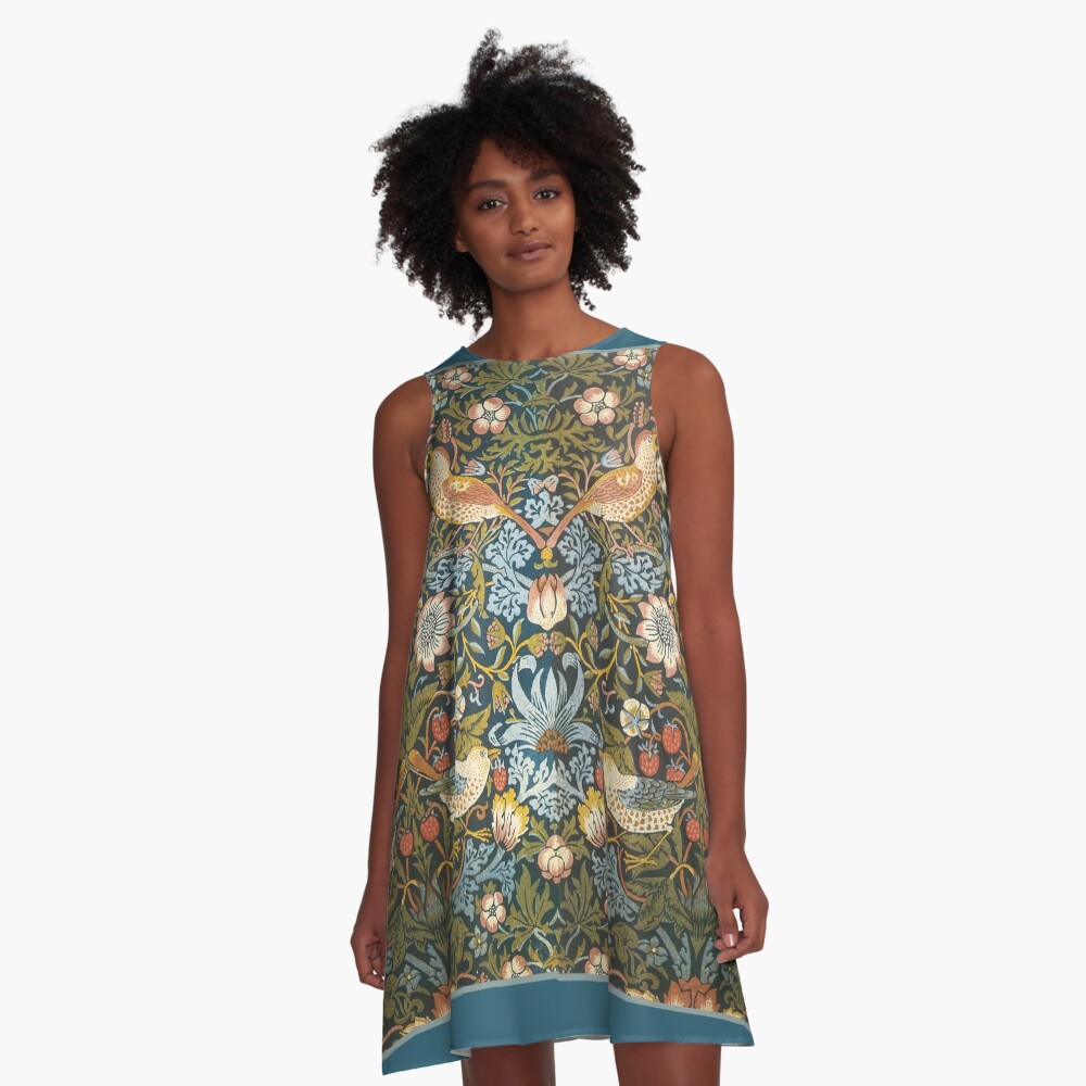 William Morris Pattern Birds and Flowers A-Line Dress