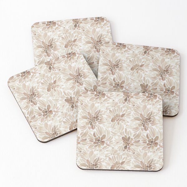 Item preview, Brown monochrome abstract floral pattern on white designed and sold by VintageFlorals.