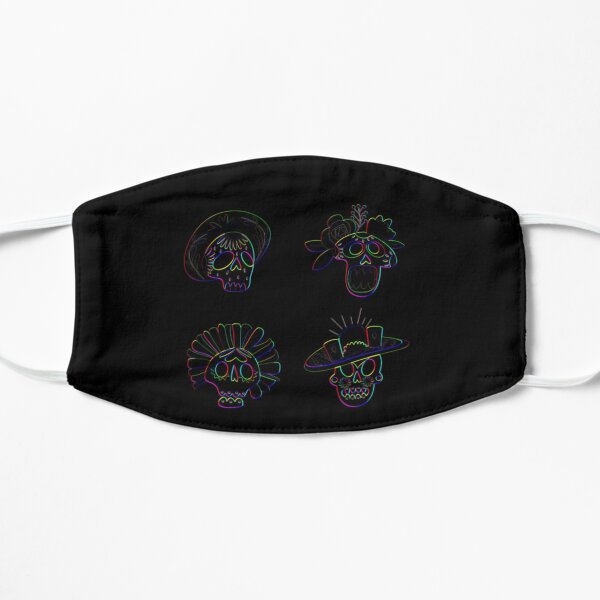 Colorful Skulls Dia De Los Muertos Day Of The Death Flat Mask