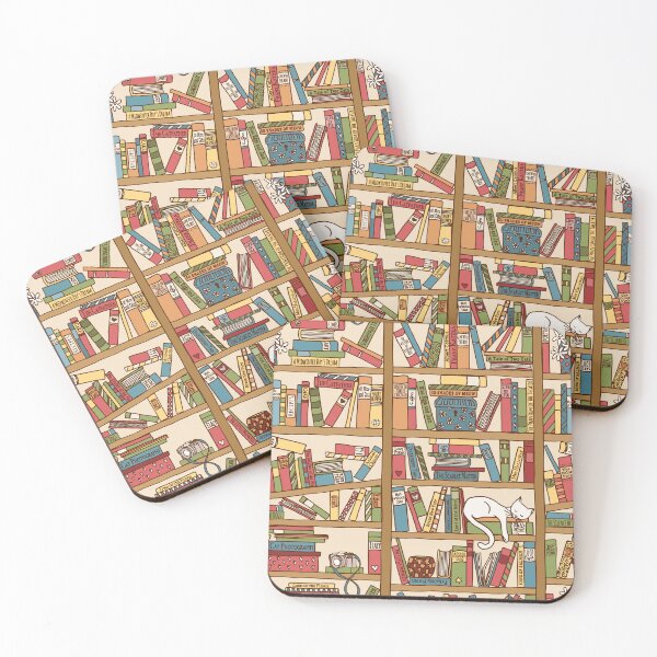 Item preview, Bookshelf Cat Library Pattern for Readers and Book Worms designed and sold by randrgiftshop.