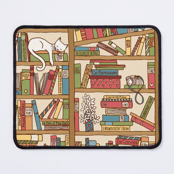 Item preview, Bookshelf Cat Library Pattern for Readers and Book Worms designed and sold by randrgiftshop.