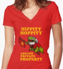 Hippity Hoppity Abolish Private Property Women's Fitted V-Neck T-Shirt