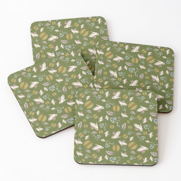 Aperçu de l'œuvre Motif Chouette effraie en vert olive créée et vendue par snowyowls.