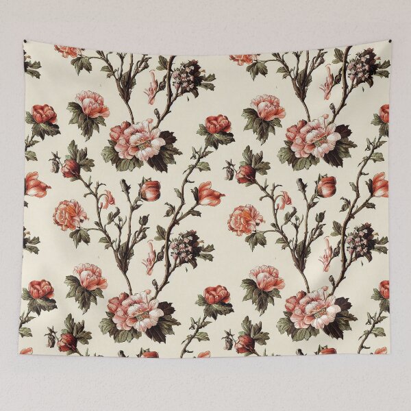 Item preview, Vintage Peach and Pink Floral Pattern Muted Tones designed and sold by VintageFlorals.