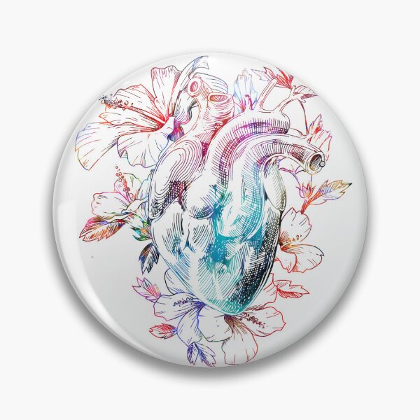 Item preview, Rainbow Floral Sketched Anatomical Heart Hand Drawn designed and sold by redbubbleart18.