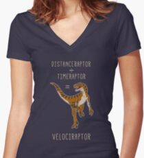 Velociraptor = Distanceraptor / Timeraptor Women's Fitted V-Neck T-Shirt