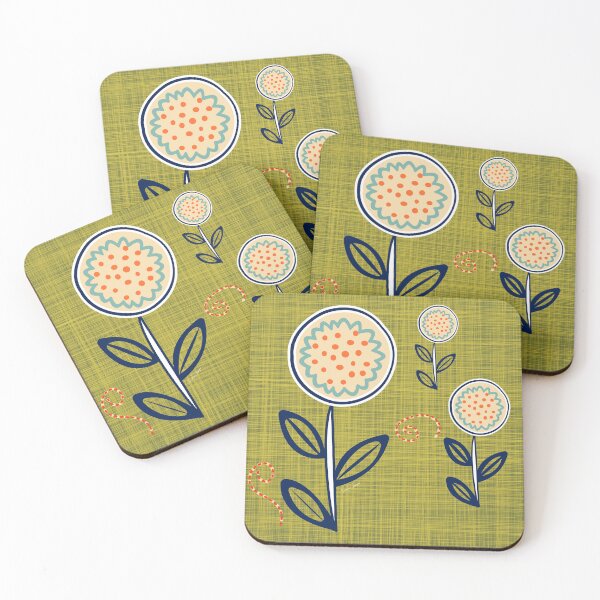 Item preview, Retro 1960s inspired block graphic floral print. Caroline Laursen original designed and sold by Caroline Laursen.