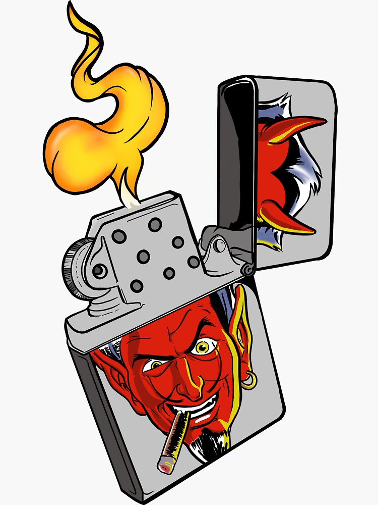 "Devil zippo lighter" Sticker for Sale by jinxtsd1 Redbubble