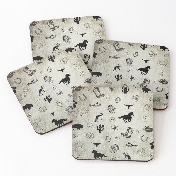 Item preview, Southwestern Pattern With Cattle Brands Rustic Grey Background designed and sold by handsoftime2020.