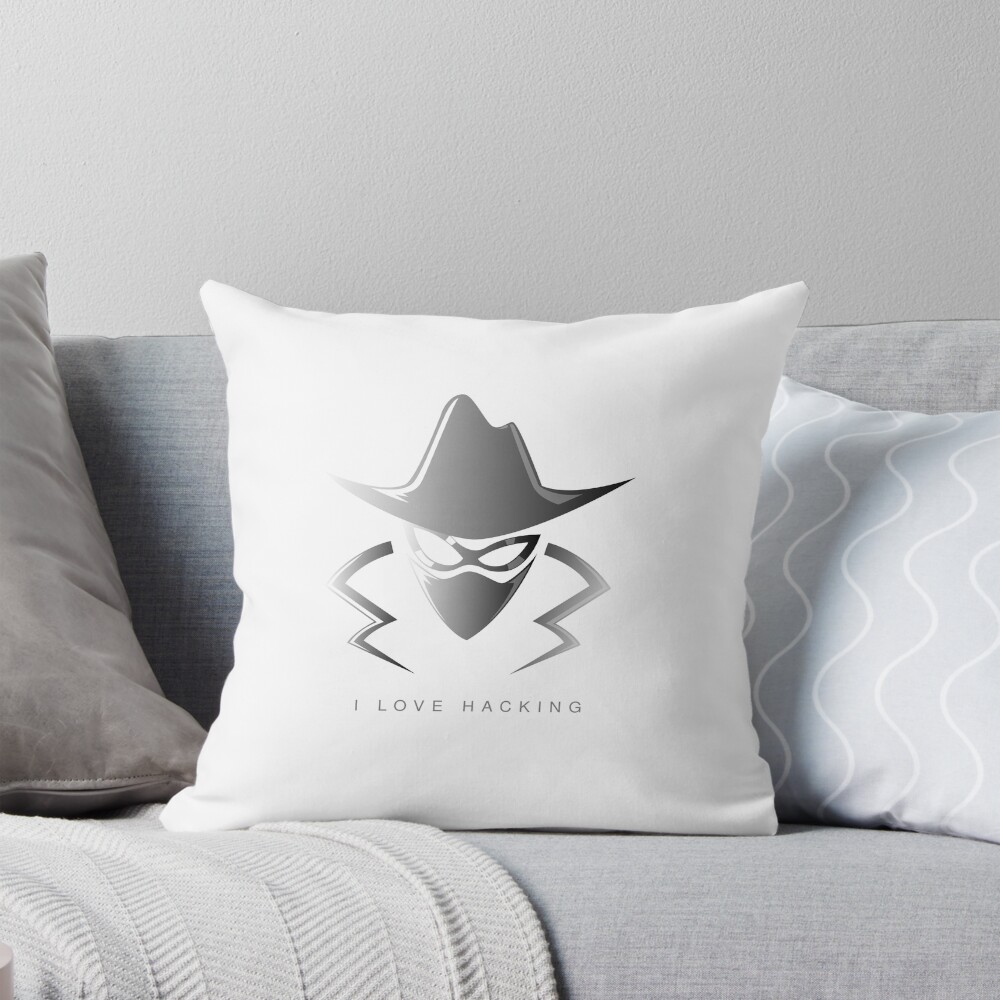 I Love Hacking Throw Pillow - programmer humor design by HackerLooks