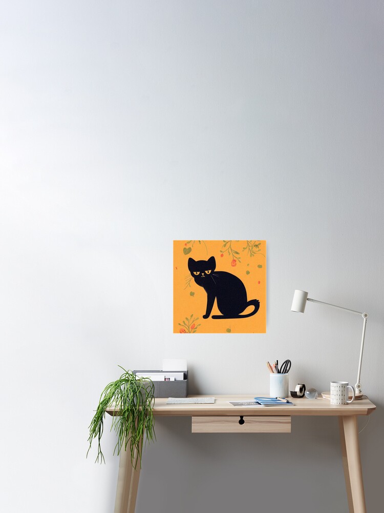 Halloween Black Cat wall art Scaredy Cat Wall Decor 2d animal