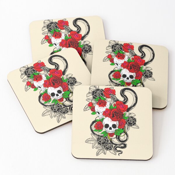 Item preview, Skulls with Flowers and Snake designed and sold by Gothic Fantasy.