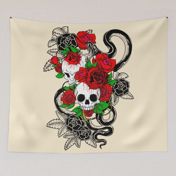 Item preview, Skulls with Flowers and Snake designed and sold by Gothic Fantasy.