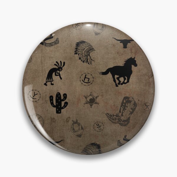 Item preview, Western Style Pattern With Cattle Brands Rustic Dark Brown Background designed and sold by handsoftime2020.