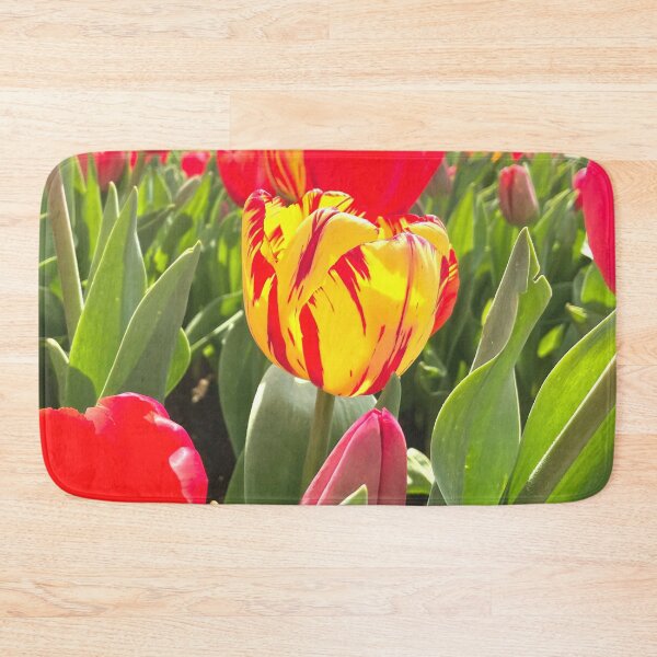 Item preview, Yellow Tulip in a field full of Red Tulips  designed and sold by Jenie Yolland.