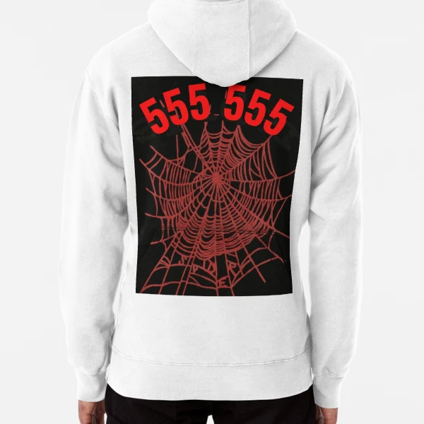 Sp5der - Red Rhinestones Pullover Hoodie - Black