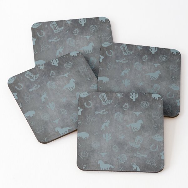 Item preview, Southwest Style Pattern With Cattle Brands Rustic Dark Blues And Grey Background designed and sold by handsoftime2020.