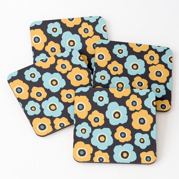 Item preview, Iconic Scandinavian Floral Pattern in Turquoise and Mustard Yellow designed and sold by Deutschic.