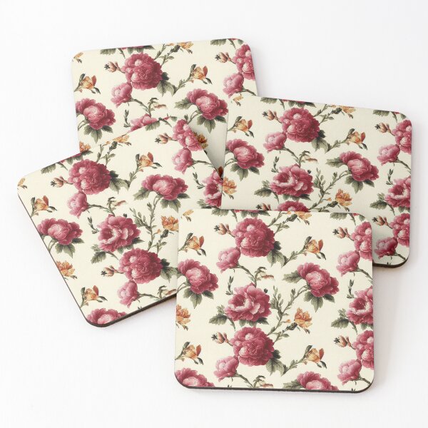 Item preview, Vintage Pink and Green Floral Pattern Muted Tones designed and sold by VintageFlorals.