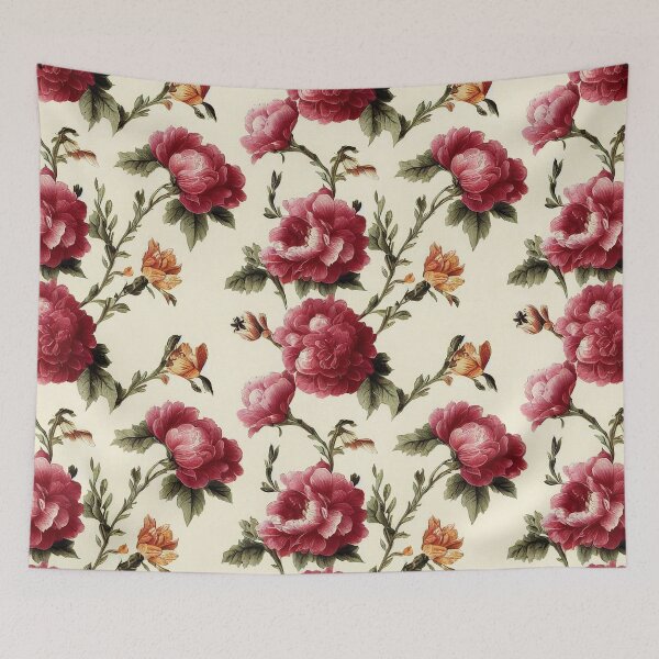 Item preview, Vintage Pink and Green Floral Pattern Muted Tones designed and sold by VintageFlorals.